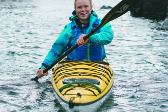 Erin in a sea kayak