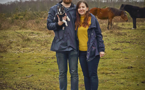 Laura and Lewis with dog