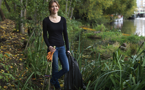 Kathryn volunteering by the river