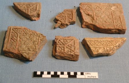 Decorated tiles from Ramsey Abbey.