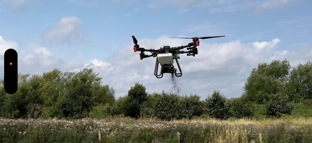 SEAD Artists drone spreading biochar