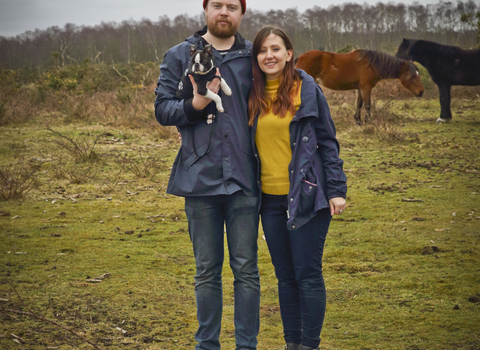 Laura and Lewis with dog