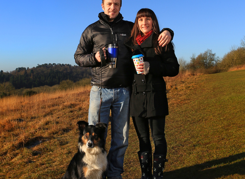 James and Claire with their dog on a reserve