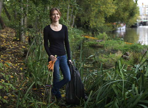 Kathryn volunteering by the river